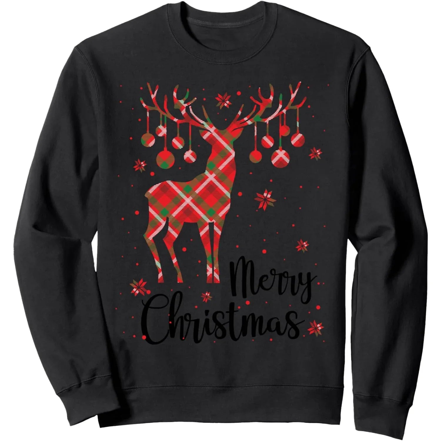 Christmas Snowflake Unisex Sweatshirt with Reindeer, Buffalo, Brick Patterns - Gomix Brands Outlet